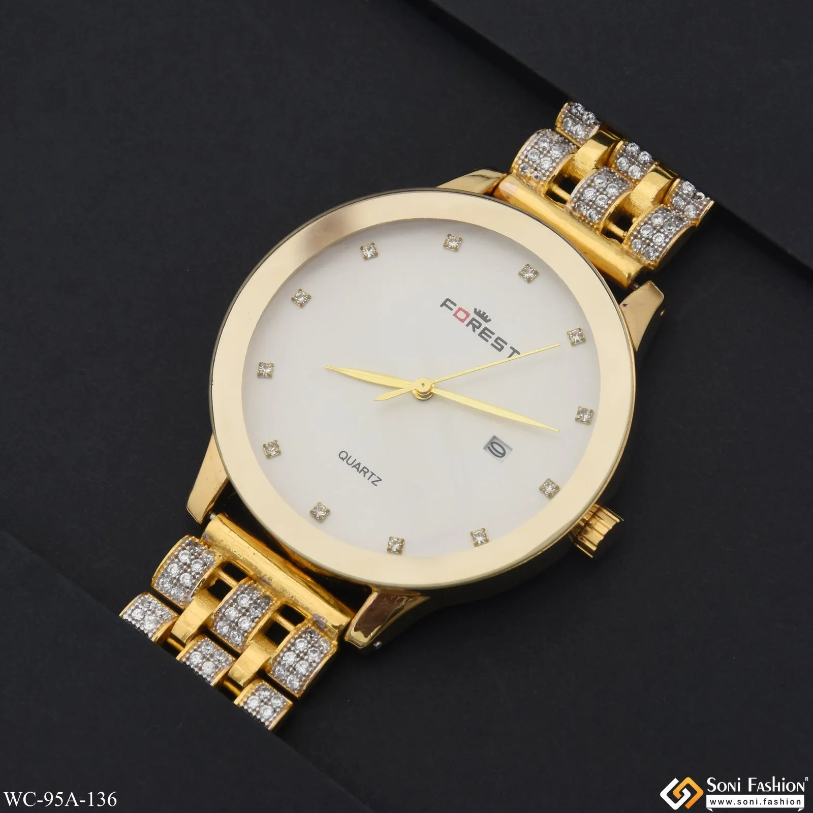 1 Gram Gold Plated Decorative Design Best Quality Watch for Men - Style A136