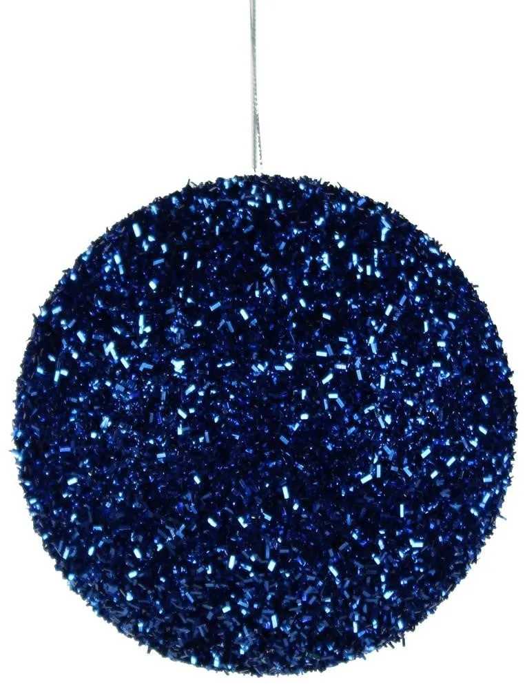 100MM Dark Royal Blue Foil Glitter Ball Ornament