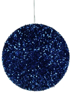 100MM Dark Royal Blue Foil Glitter Ball Ornament