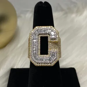 10K Yellow Gold Diamond Letter C Ring 3.5Ct Dia / 12gr / Size 8