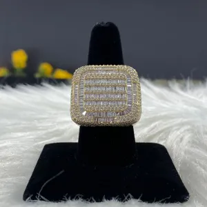 10K Yellow Gold Diamond Square Ring 4.65Ct Dia / 17.6gr / Size 9.5