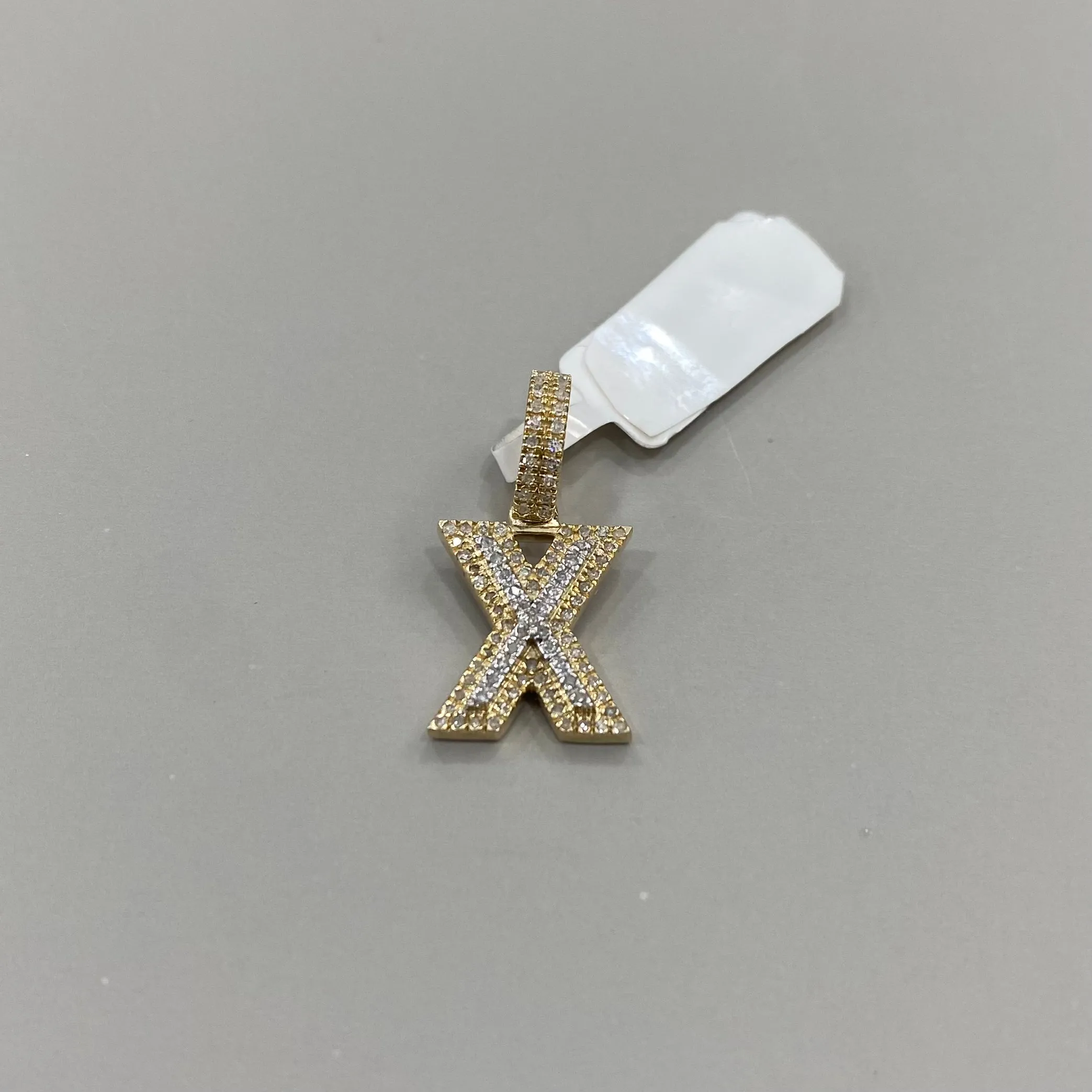 10K Yellow Gold Letter X Pendant With Diamond 0.25 / 1.5gr