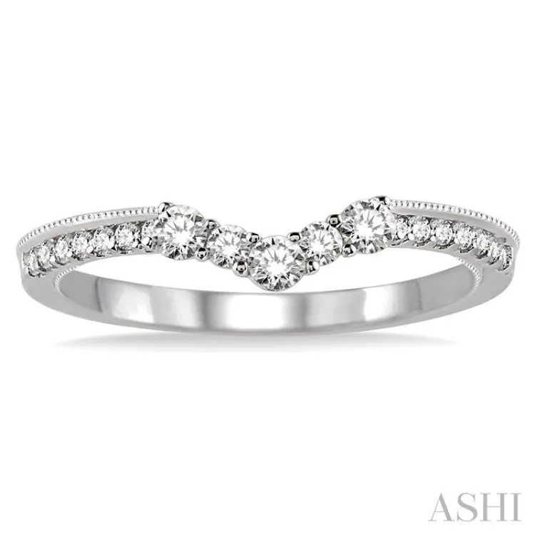 1/3 Ctw Round Cut Diamond Wedding Band in 14K White Gold