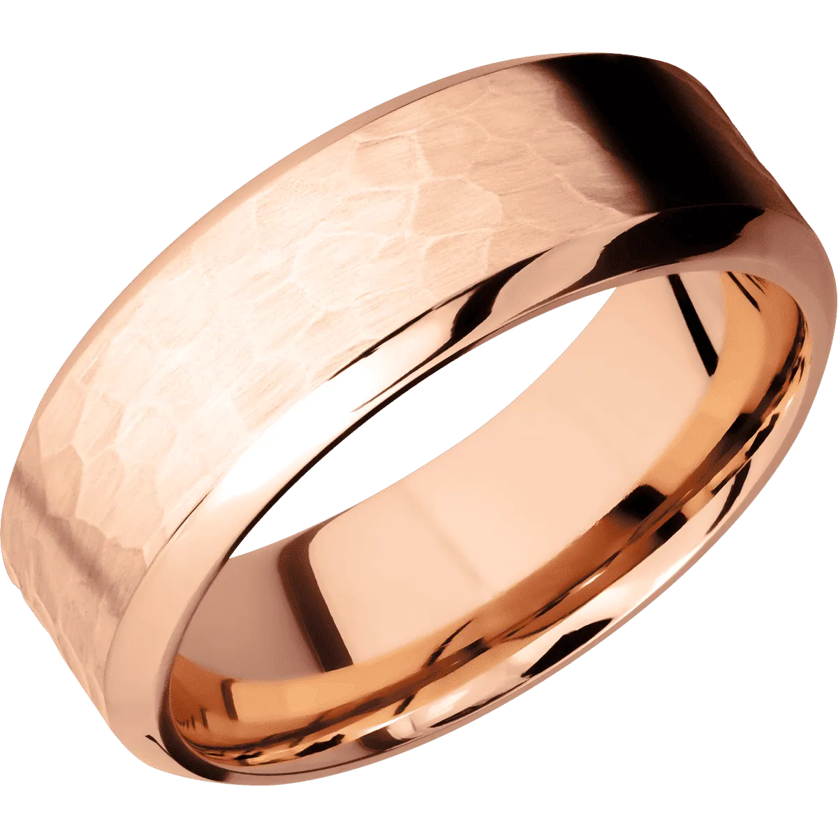 14K Rose Gold with Hammer , Polish Finish