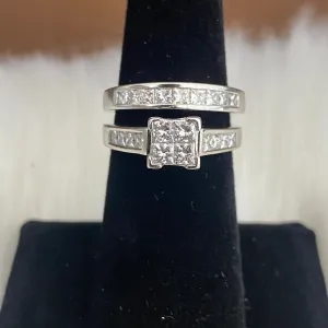 14K White Gold Diamond Luxury Square Engagement Ring Ct Dia / 8gr / Size 6