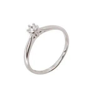 14K White Gold Round White Cubic Zirconia 3mm Ring