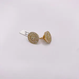 14K Yellow Gold Diamond Circle Flower Stud Earrings 2.60Ct / 5.1gr