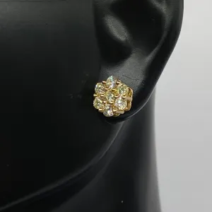 14K Yellow Gold Diamond Flower Stud Earrings 1Ct / 2gr