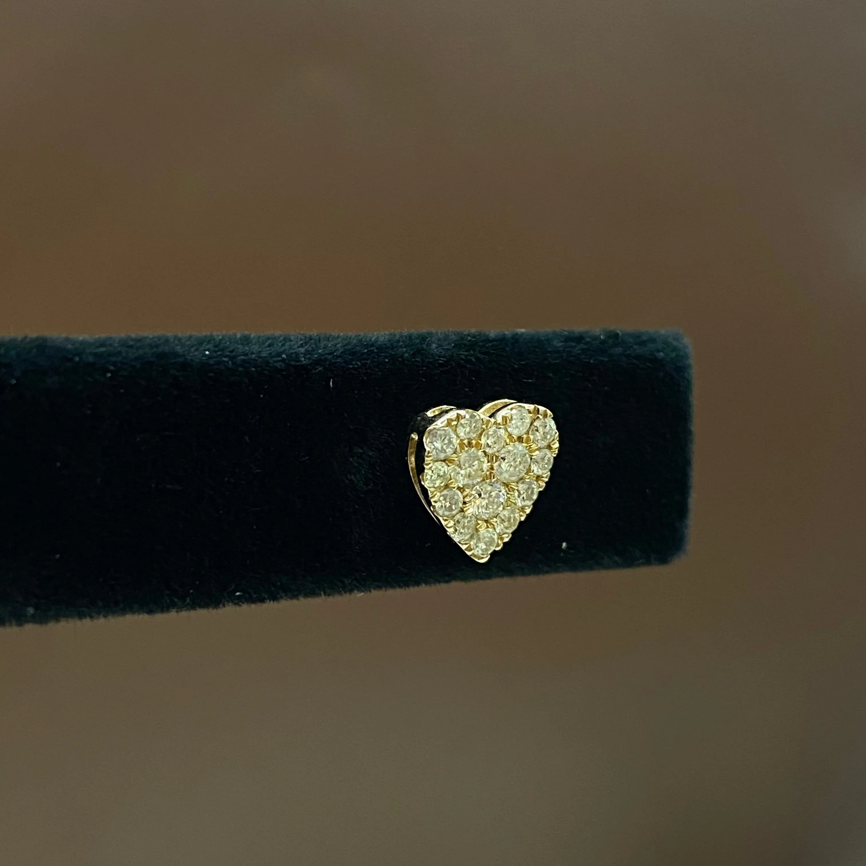 14K Yellow Gold Diamond Heart Stud Earrings 0.71Ct Dia / 2.56gr