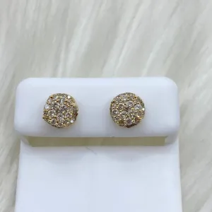 14K Yellow Gold Diamond Luxury Stud Earrings 0.92Ct Dia / 2.15gr