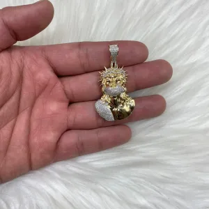 14K Yellow - White Gold Jesus Pendant 1.05Ct Dia / 11.3gr