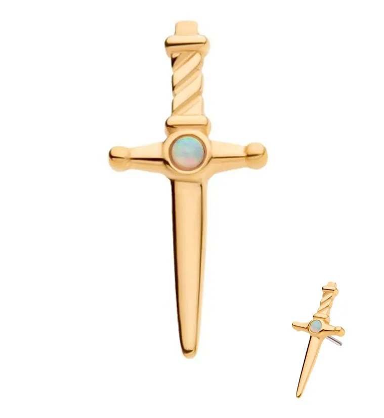 14kt Gold Dagger White Opalite Threadless Top