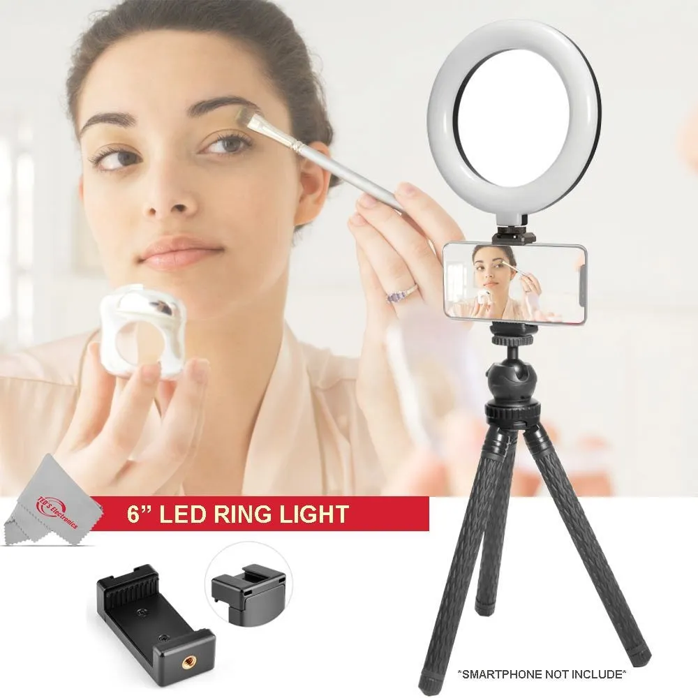 3pcs Vivitar 6 Inches LED Ring Light Dimmable Lamp for Iphone Smartphone for Vlogging