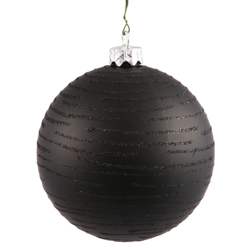 4.75" Black Ball Ornament w/Glitter Asst 2/Bg