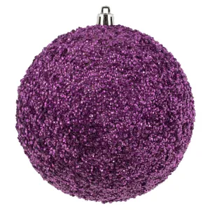 4.75" Pink Beaded Ball Ornaments with Drilled Caps 6 Per Bag