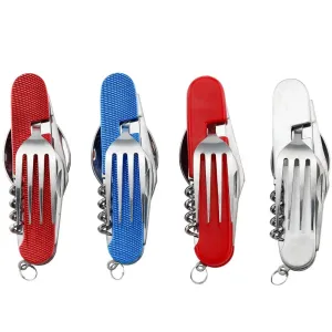 6 in 1 Folding Utensil Set for Outdoor Camping Picnic Travel