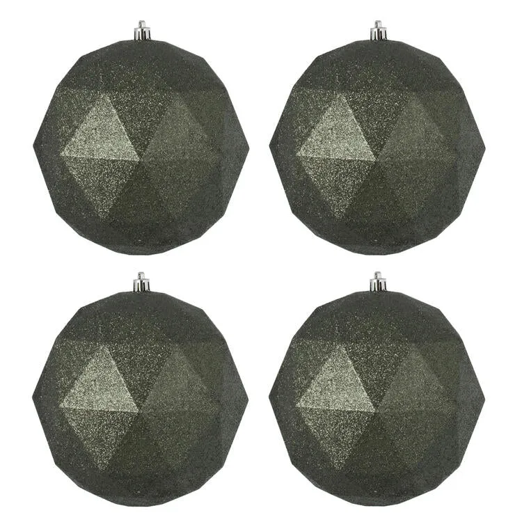 6" Wrought Iron Glitter Geometric Balls Ornaments 4 Per Bag