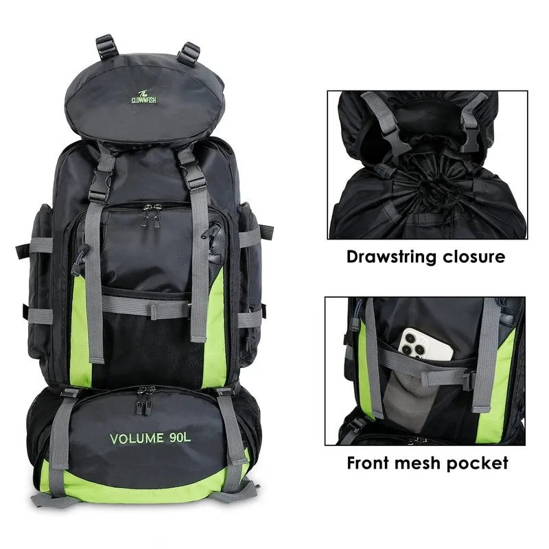 90 Litres Hiking Backpack - Water-Resistant, Spacious Design | Adjustable Straps | Dark Grey