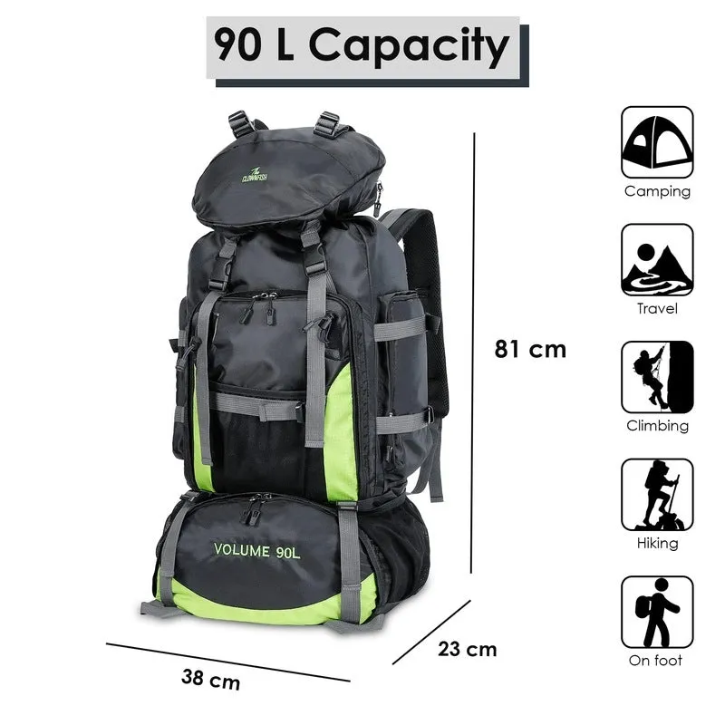 90 Litres Hiking Backpack - Water-Resistant, Spacious Design | Adjustable Straps | Dark Grey