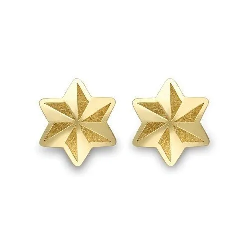 9ct Gold Star Stud Earrings, Satin Finish, Stylish 8mm, 1.00g, Gift box included