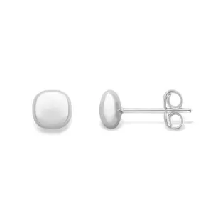 9ct White Gold Cushion Satin Stud Earrings, Soft Glamour, 5mm, 0.70g, Gift Box Included