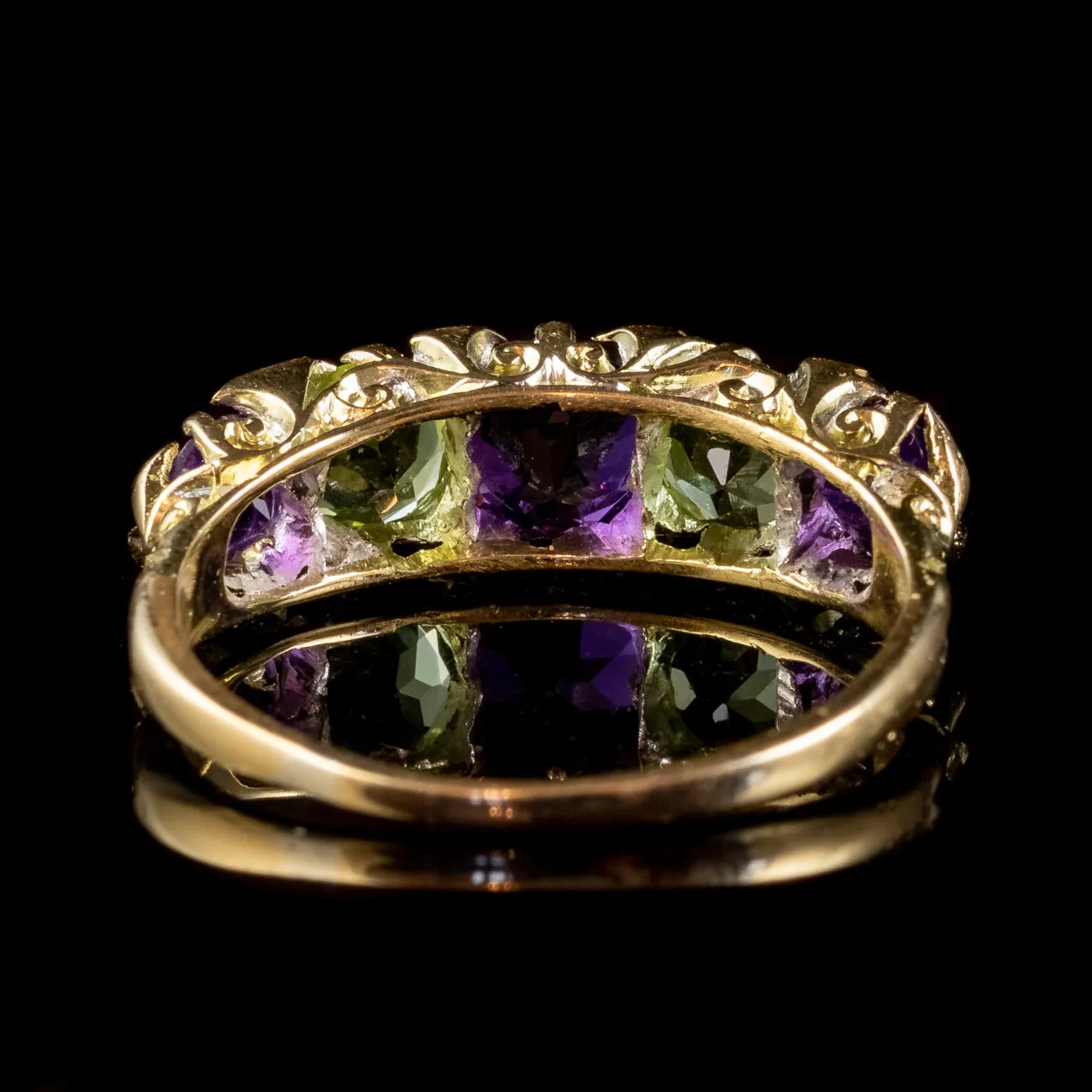 Antique Edwardian Suffragette Amethyst Peridot Diamond Ring 18ct Gold Circa 1910