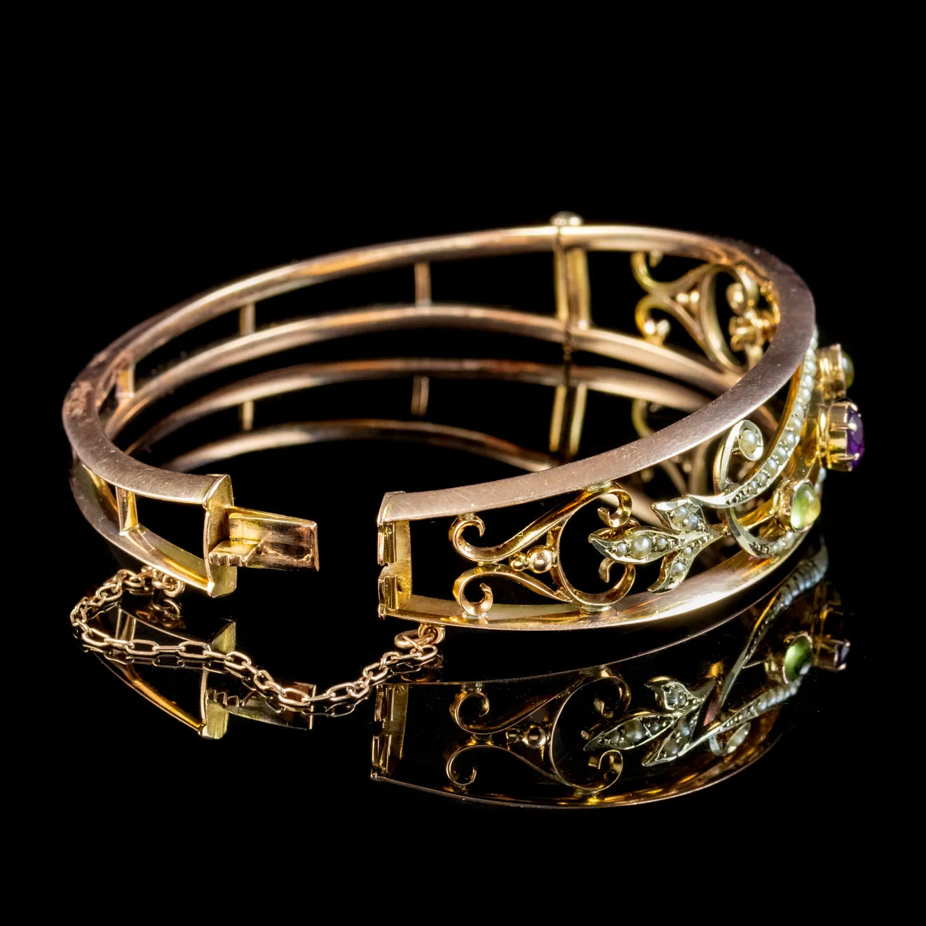 Antique Edwardian Suffragette Bangle 9ct Gold Circa 1910