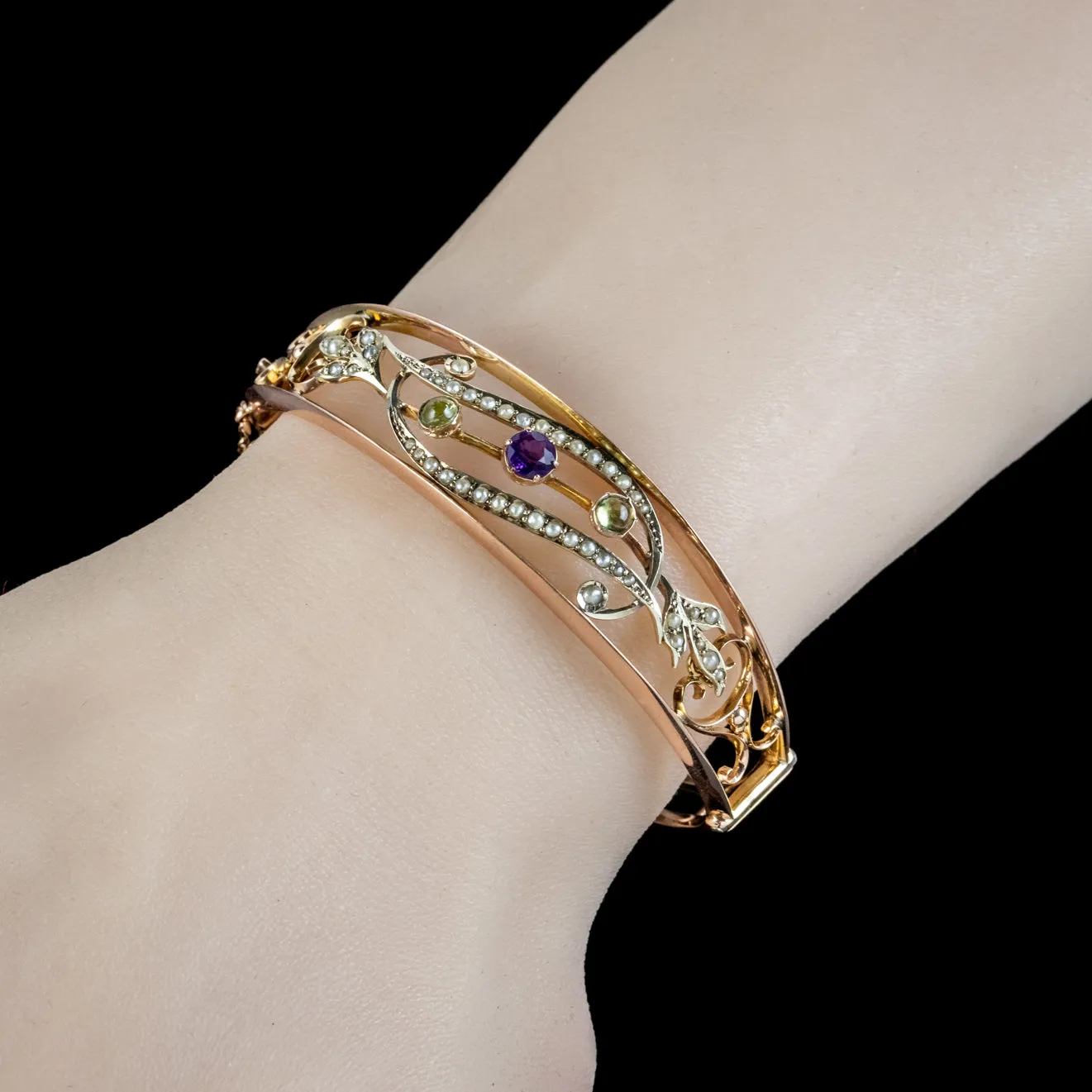 Antique Edwardian Suffragette Bangle 9ct Gold Circa 1910