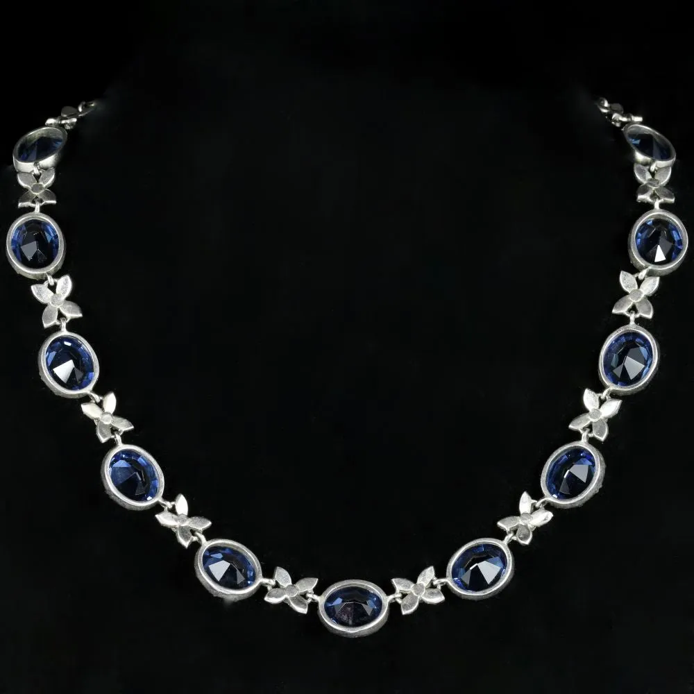 Antique Victorian Blue Paste Necklace Collar Circa 1900