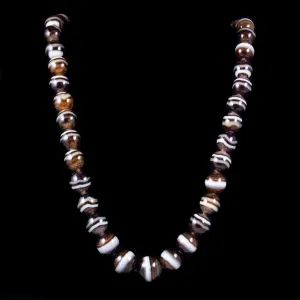 Antique Victorian Bullseye Agate Bead Necklace Circa 1900