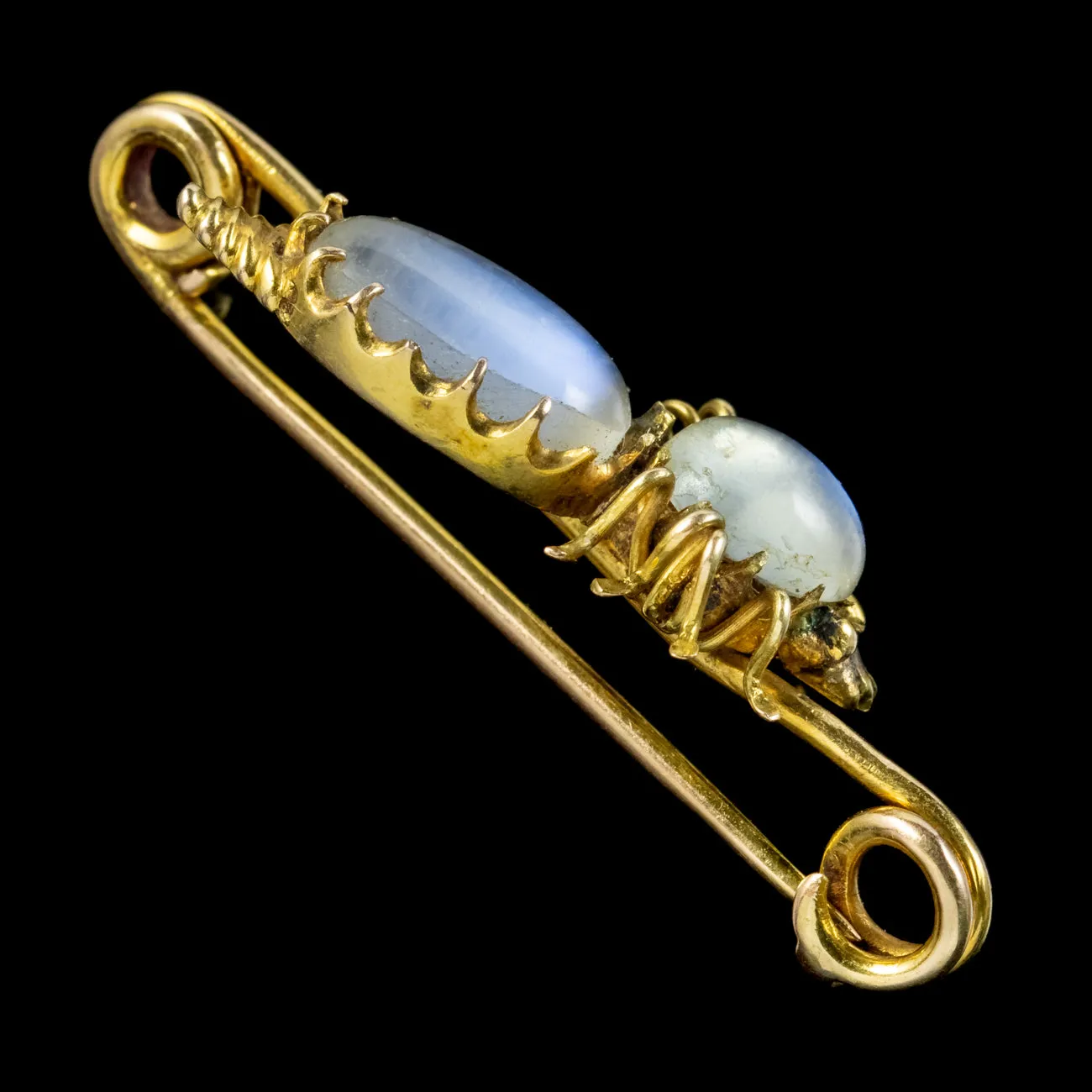 Antique Victorian Moonstone Beetle Brooch 18ct Gold Circa 1900