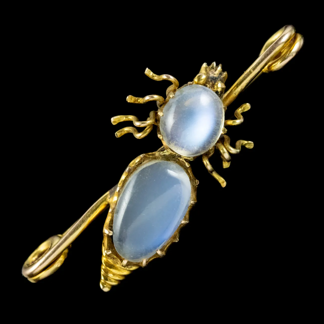 Antique Victorian Moonstone Beetle Brooch 18ct Gold Circa 1900