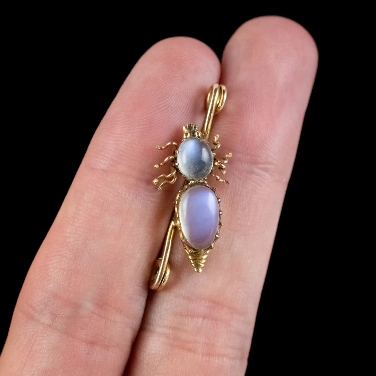 Antique Victorian Moonstone Beetle Brooch 18ct Gold Circa 1900