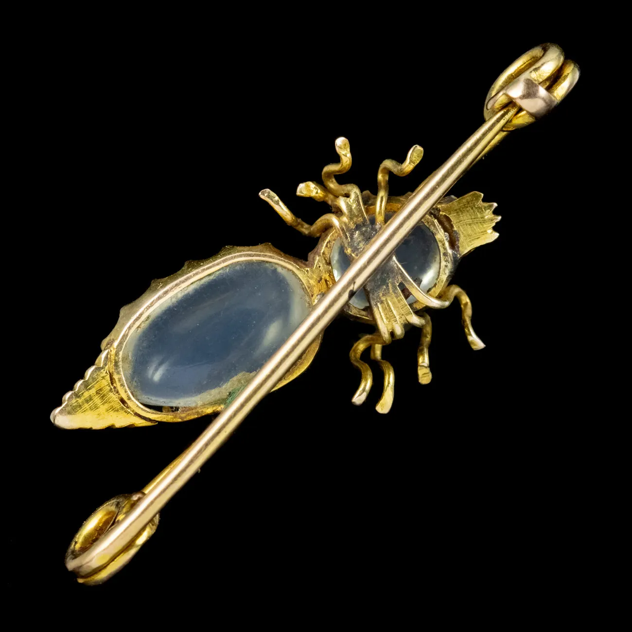 Antique Victorian Moonstone Beetle Brooch 18ct Gold Circa 1900