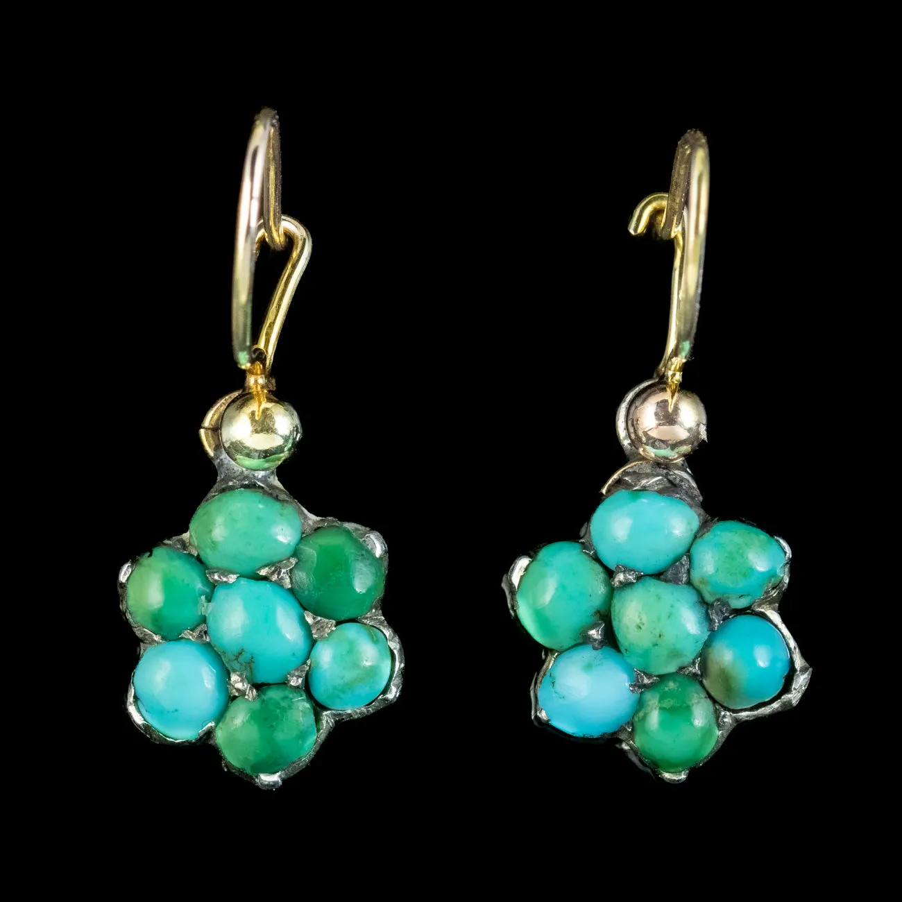 Antique Victorian Turquoise Forget Me Not Earrings