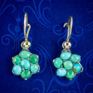 Antique Victorian Turquoise Forget Me Not Earrings