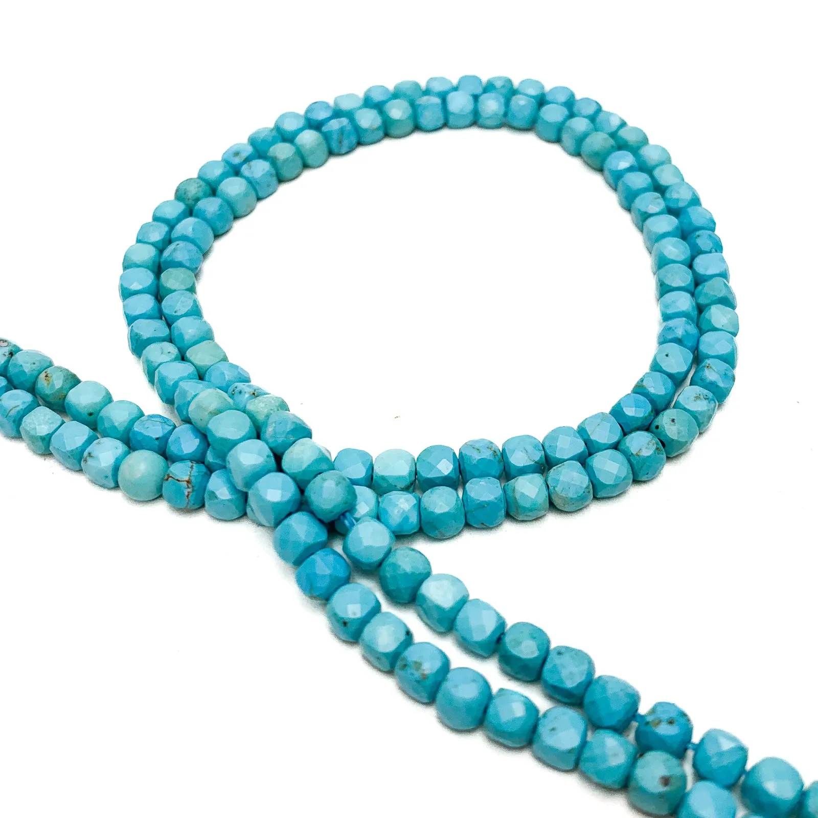 Arizona Turquoise 4mm Faceted Cubes Bead Strand