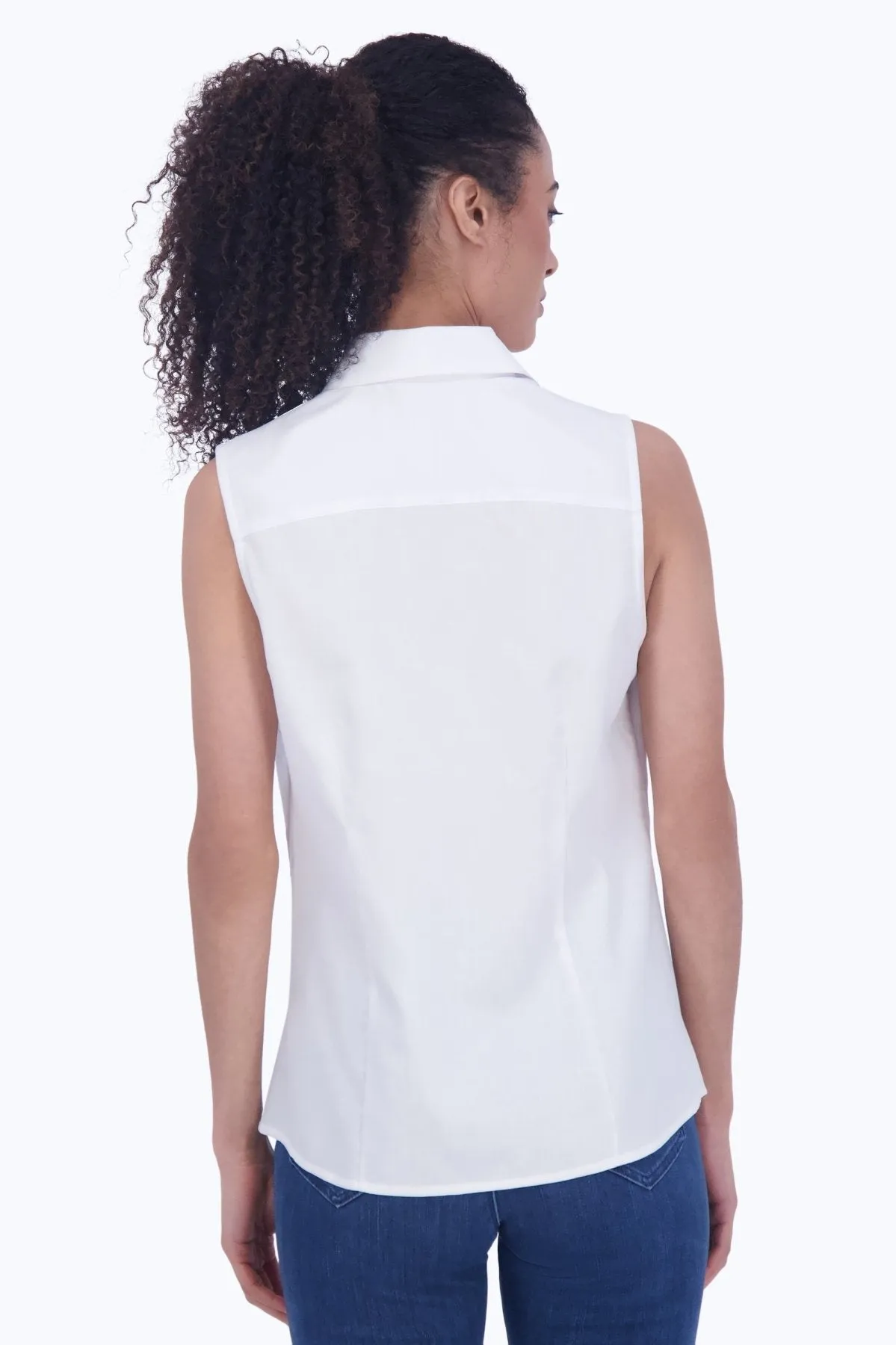 Ashley No Iron Solid Sateen Sleeveless Shirt