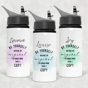 Be Yourself Personalised Aluminium Straw Water Bottle 650ml