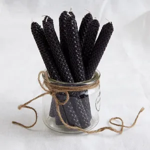 Beeswax Candles, Black, 4 pcs