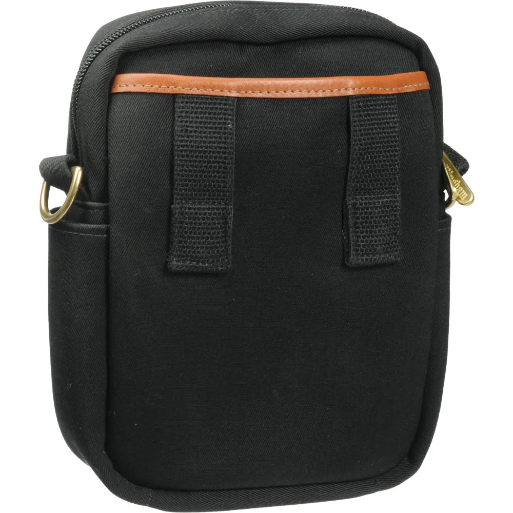 Billingham Stowaway Compact Shoulder Bag | Black with Tan Leather Trim