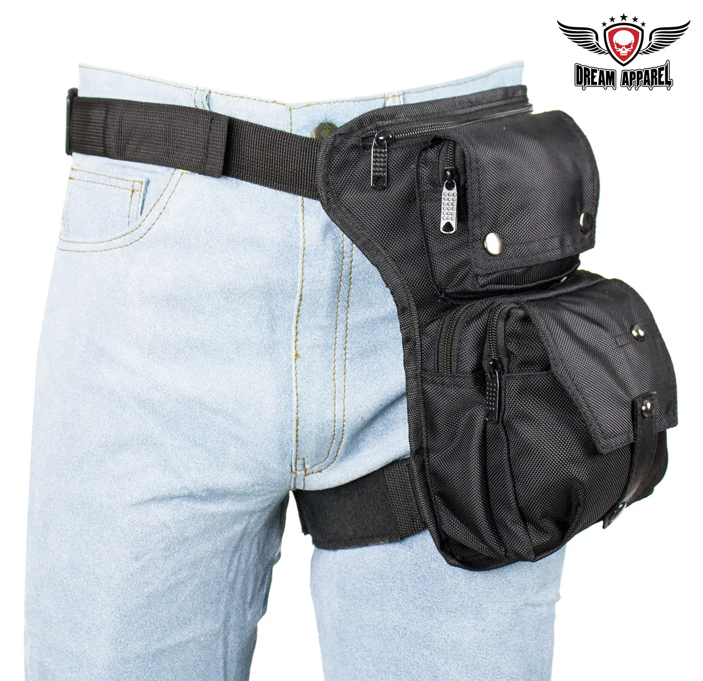 Black Textile Multi Pocket Thigh Bag with Gun Pocket