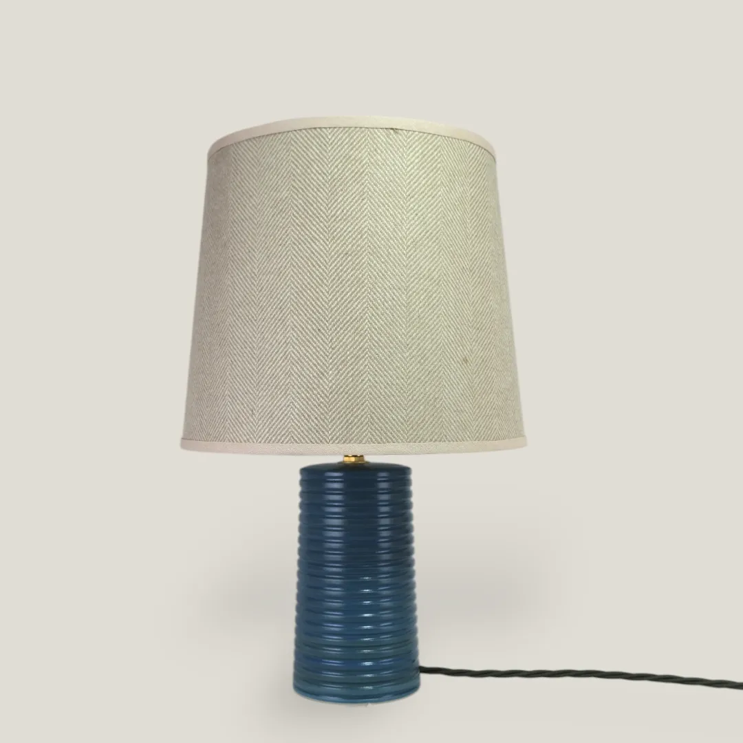 Blue Ridged Small Tapered Lamp