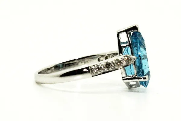 Blue Topaz & Diamond Classic Ring AD No. 0746