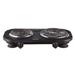 Brentwood TS-361BK 1500w Double Electric Burner, Black