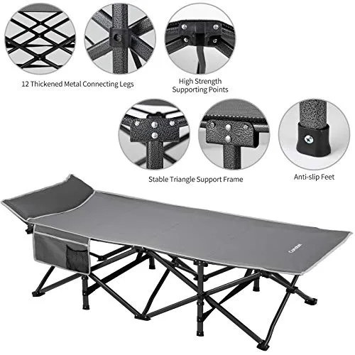 Camabel Folding Camping Cots for Adults Heavy Duty 79”x31” Extra Wide Potable Sleeping Cots ET350