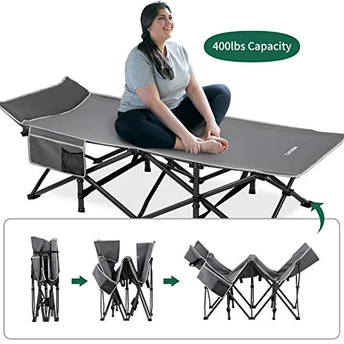 Camabel Folding Camping Cots for Adults Heavy Duty 79”x31” Extra Wide Potable Sleeping Cots ET350