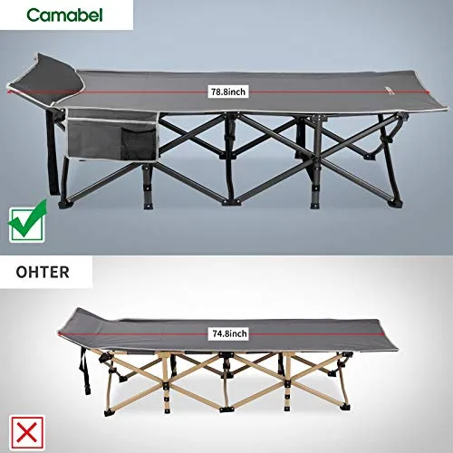 Camabel Folding Camping Cots for Adults Heavy Duty 79”x31” Extra Wide Potable Sleeping Cots ET350