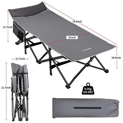 Camabel Folding Camping Cots for Adults Heavy Duty 79”x31” Extra Wide Potable Sleeping Cots ET350