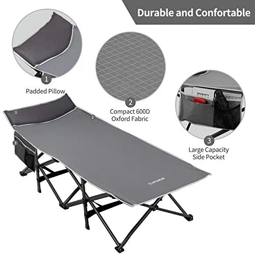 Camabel Folding Camping Cots for Adults Heavy Duty 79”x31” Extra Wide Potable Sleeping Cots ET350